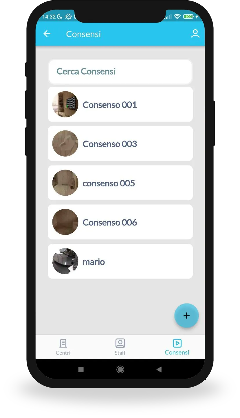Lista consensi in app